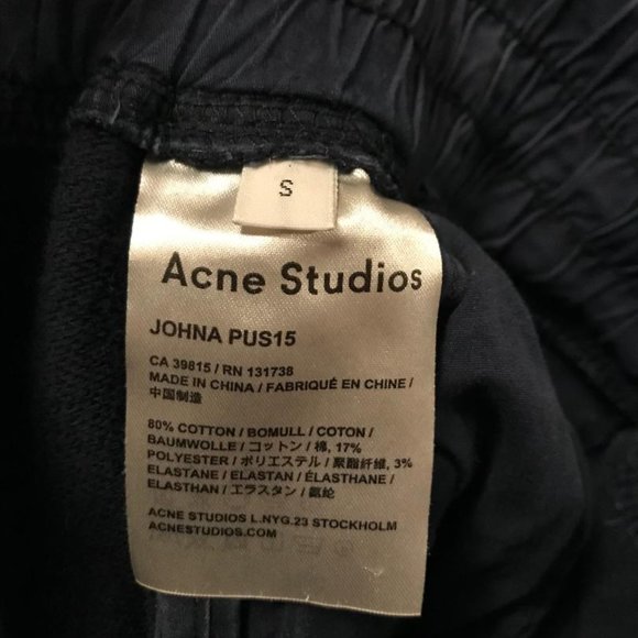 Acne Studios Mens Johna Pus15 Jogger Pants Blue ~ Size S - Picture 8 of 8